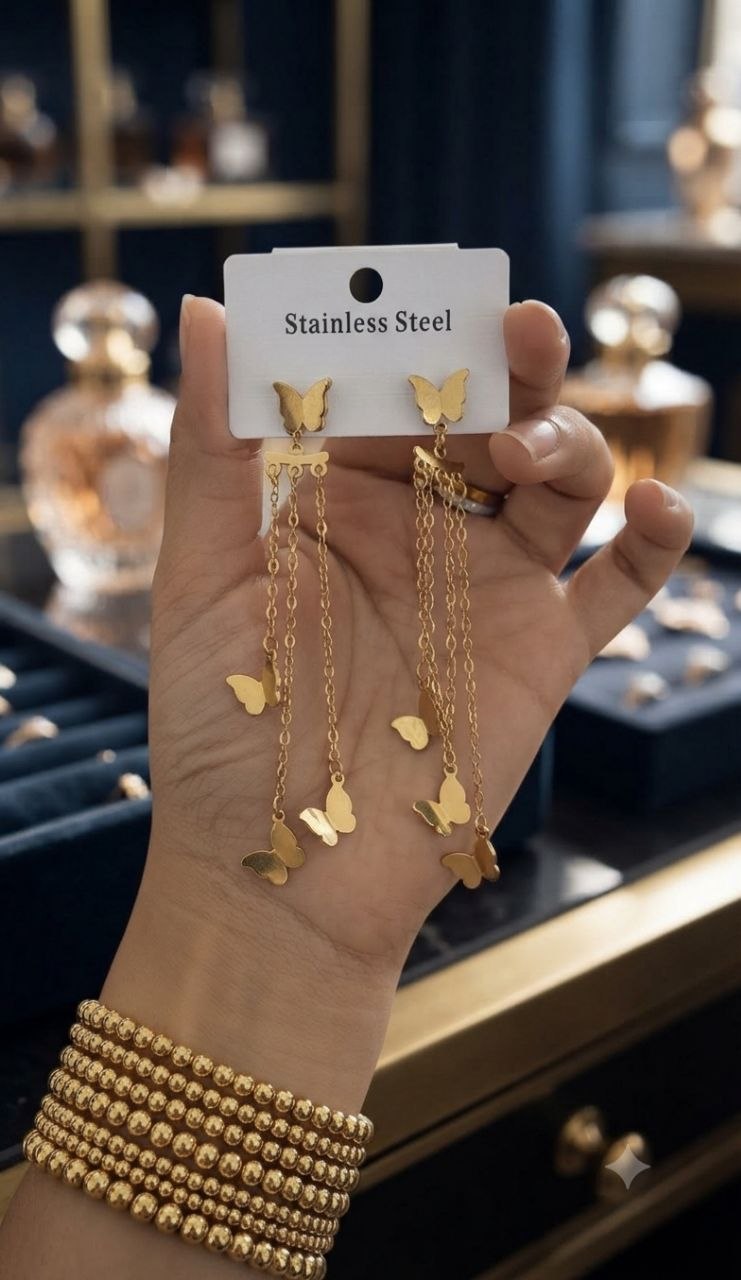 Golden Butterfly Drop Earrings 316