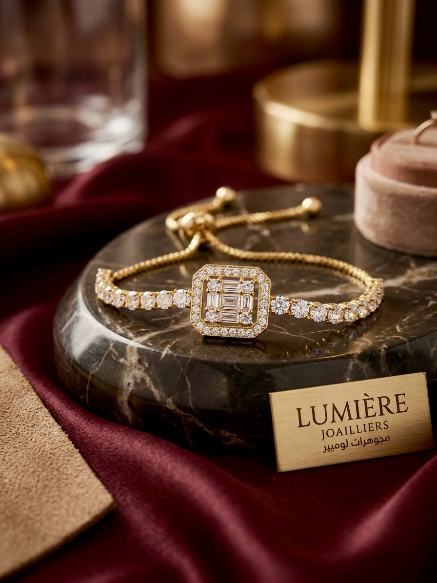 Golden Crystal Tennis Bracelet