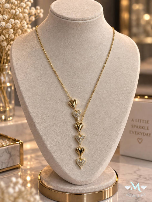 Elegant Gold-Plated Heart Necklace كوليه قلوب أنيق مطلي بماء الذهب