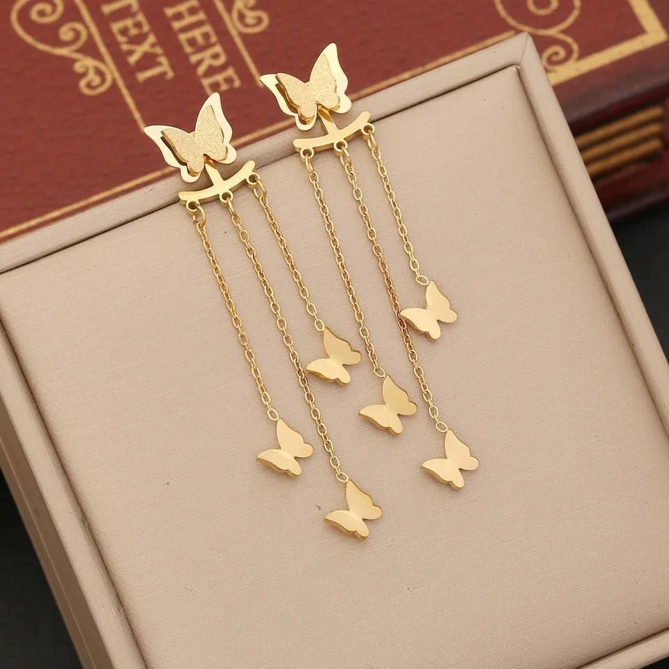 Golden Butterfly Drop Earrings 316